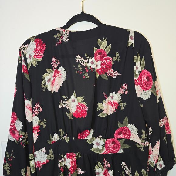 Torrid Floral Kimono Womens Size 2 2X 3/4 Sleeve Semi Sheer Fairycore - Picture 8 of 11